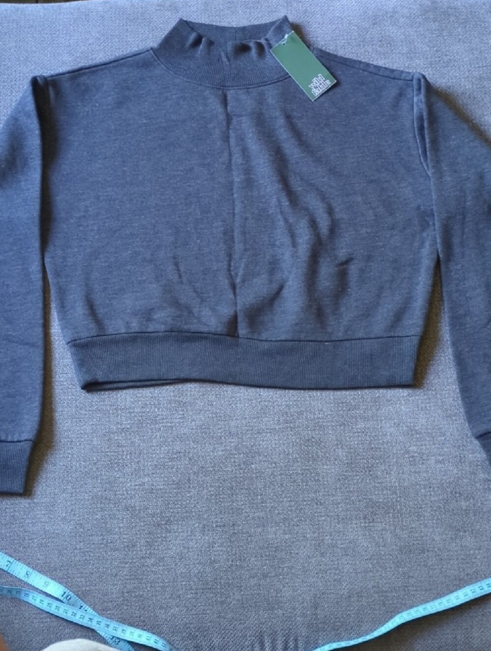 wild fable Charcoal Cropped Mock Neck Sweater - Picture 2 of 6